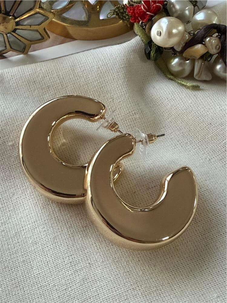 Gold Kalın C Model Küpe