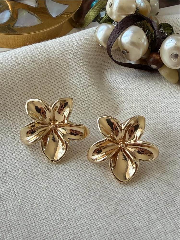 Gold Mini Çiçek Küpe