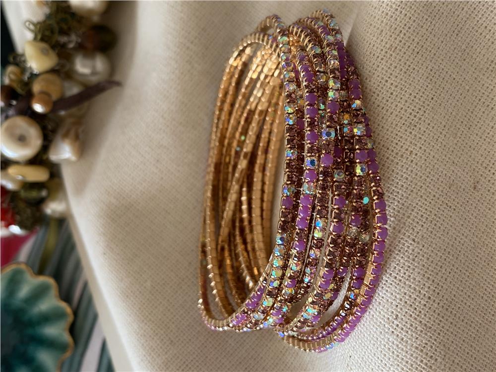 Gold Purple Shine Esnek Suyolu Bileklik