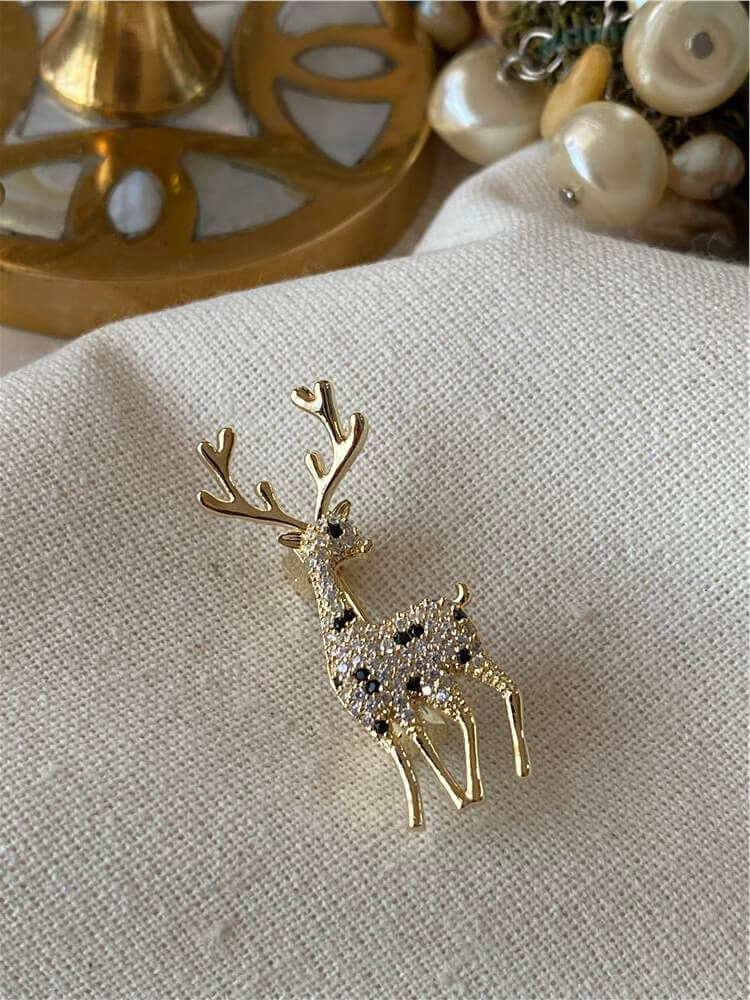 Gold Taşlı Mini Zürafa Broş