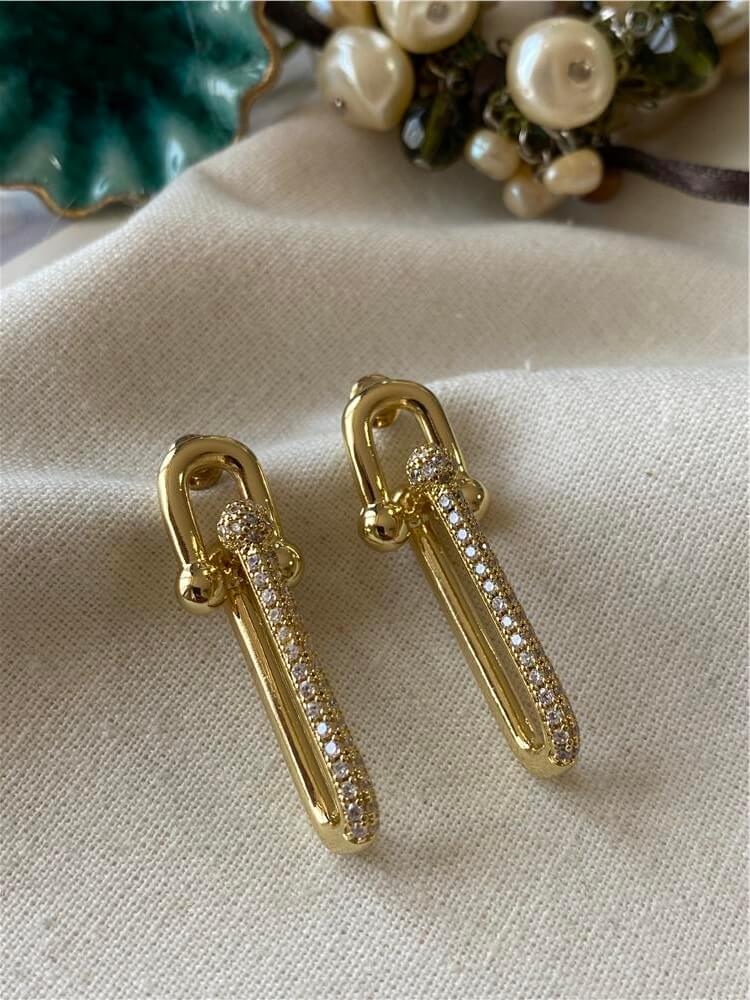 Gold Taşlı Tffny Model Küpe