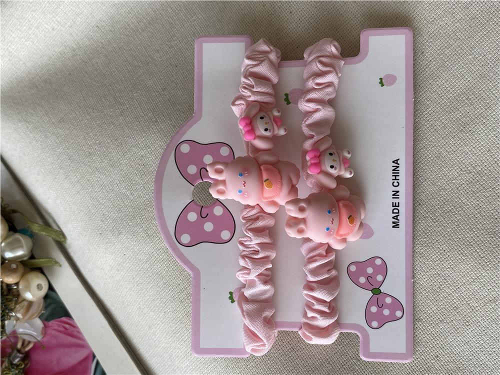 İkili Bunny Pembe Lastik Toka