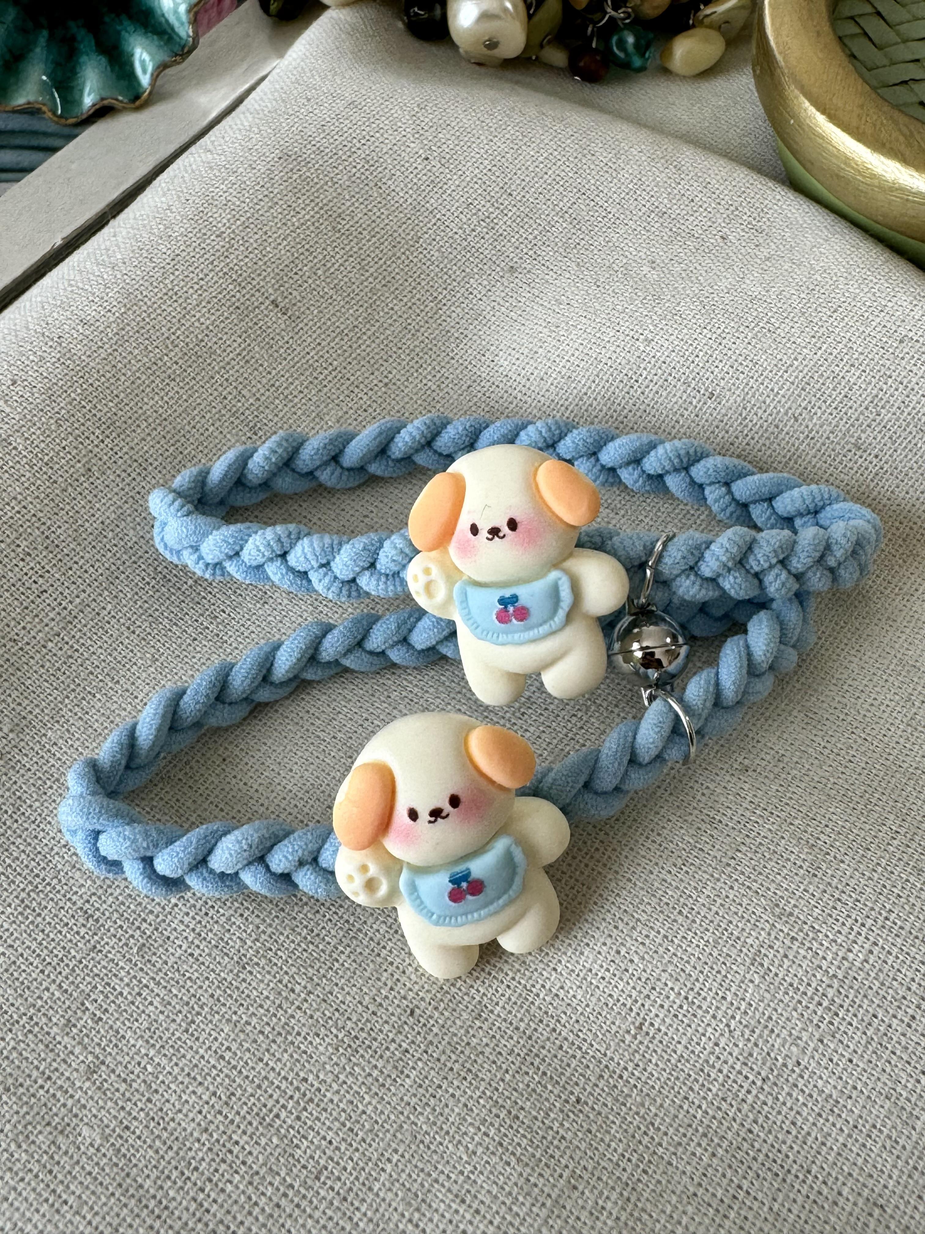 İkili Mavi Örgü Köpek Toka 