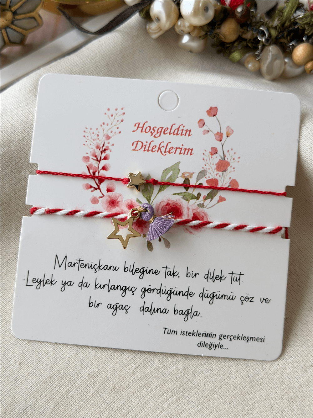 İkili Mor Püsküllü Yıldız Detaylı Marteniçka Bileklik