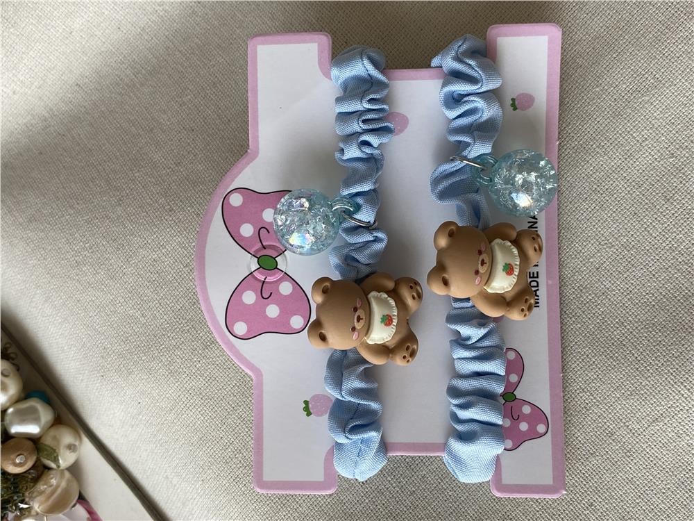 İkili Parlak Toplu Bear Mavi Lastik Toka