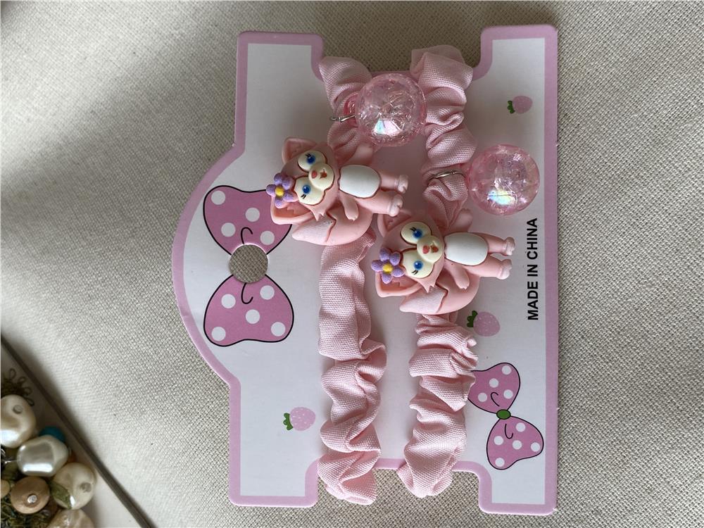İkili Parlak Toplu Fox Pembe Lastik Toka
