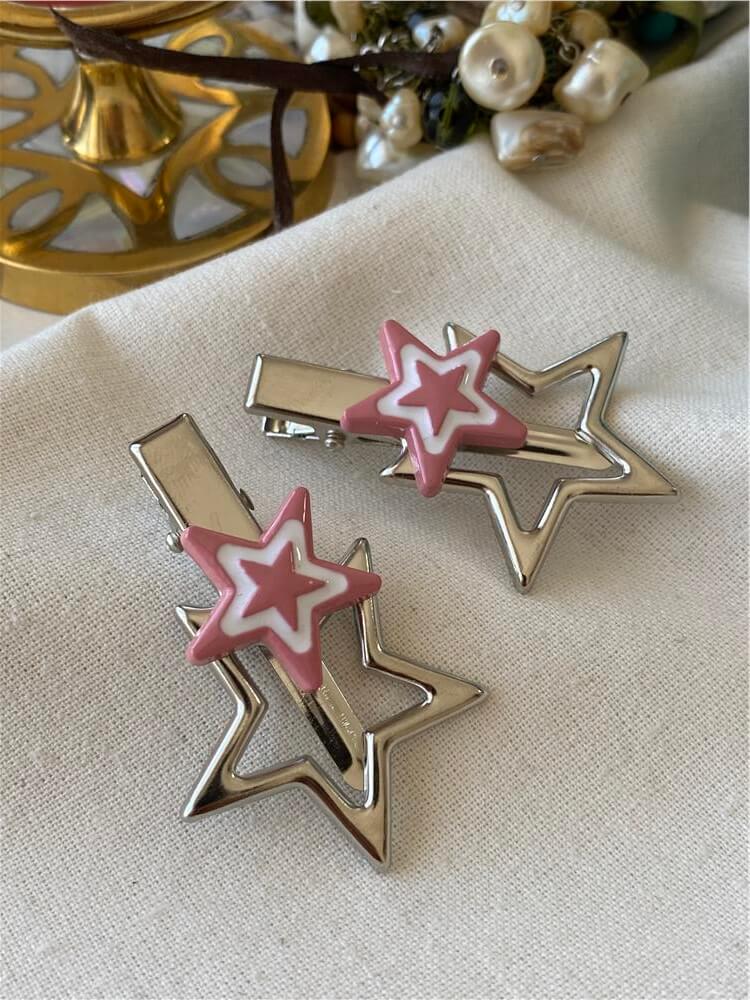 İkili Pembe Yıldız Detaylı Toka Seti