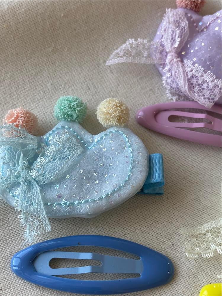 İkili Renkli Ponponlu Taç Model Toka Seti