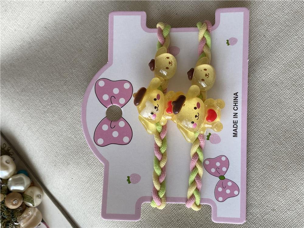 İkili Sarı Köpek Renkli Örgü Lastik Toka