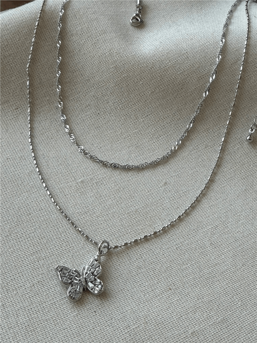 İkili Silver Kelebek Charmlı Kolye