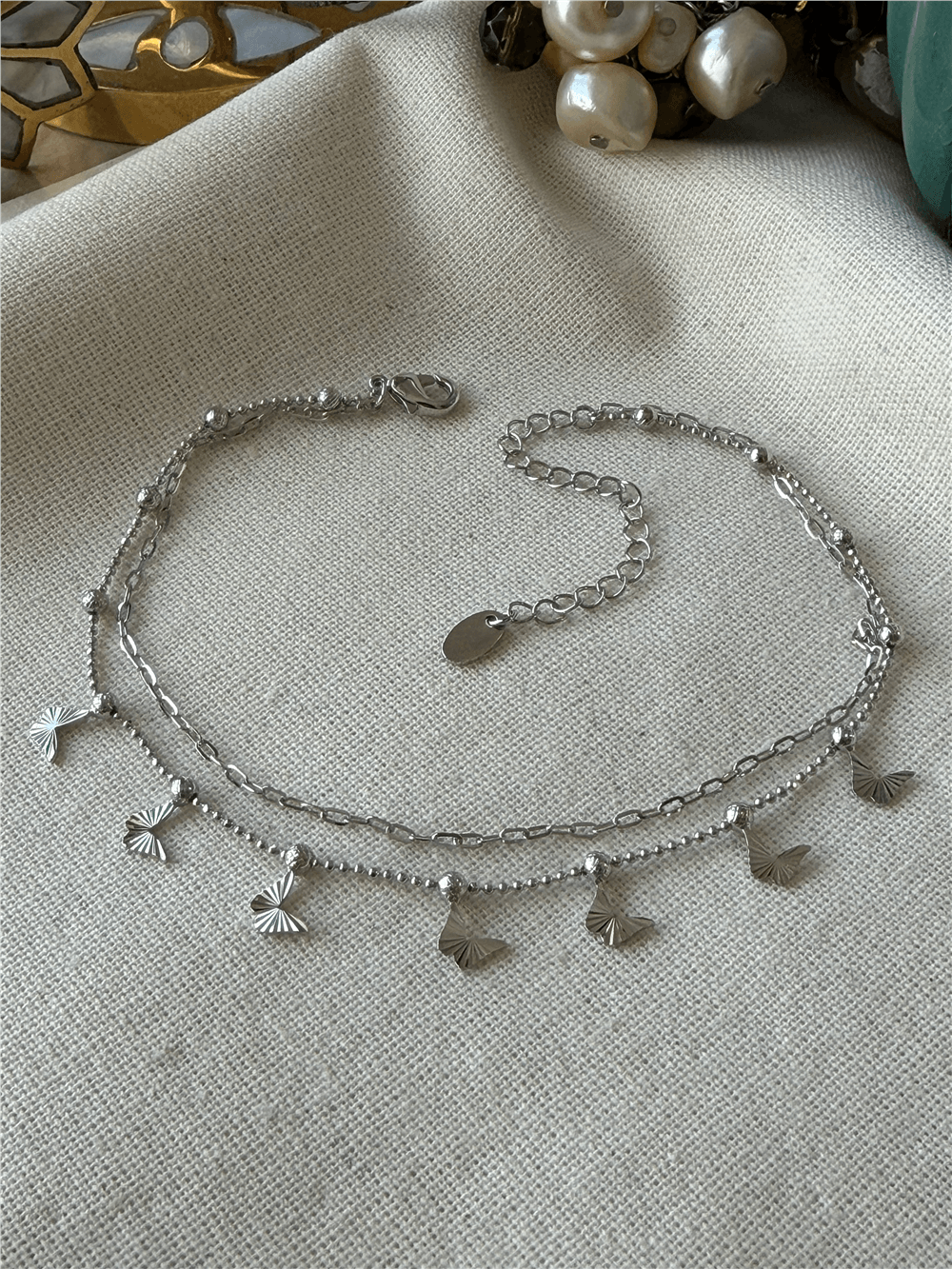 İkili Silver Kelebek Sallantılı Halhal