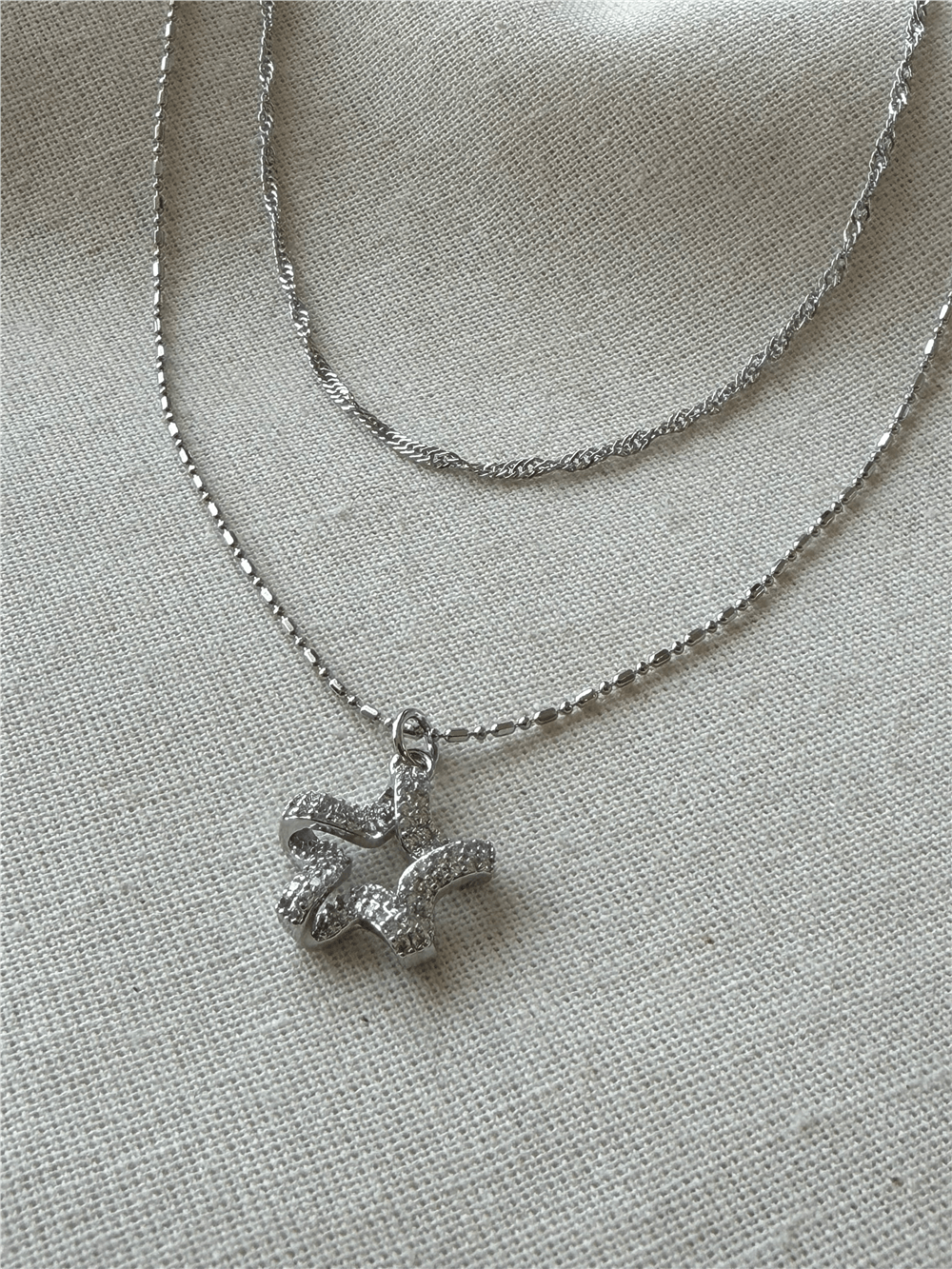 İkili Silver Yıldız Charmlı Kolye