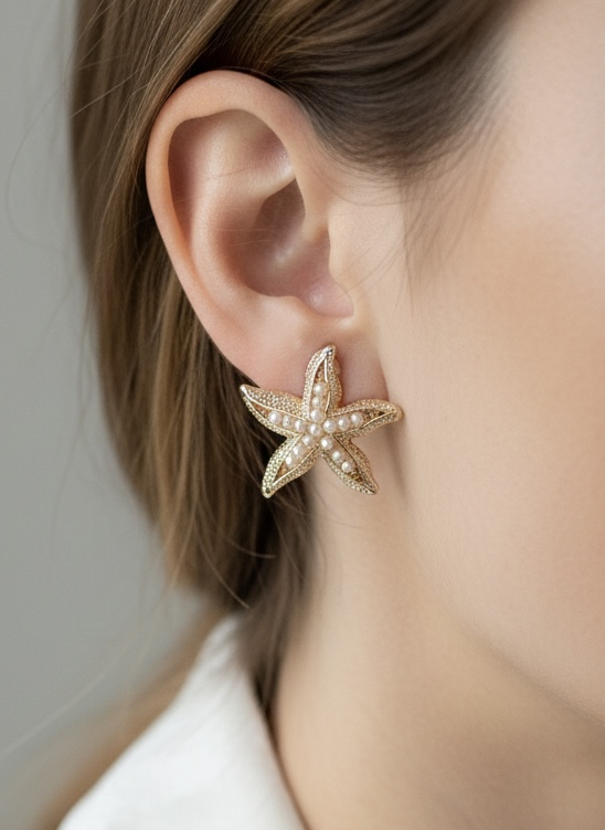 İncili Denizyıldızı Küpe