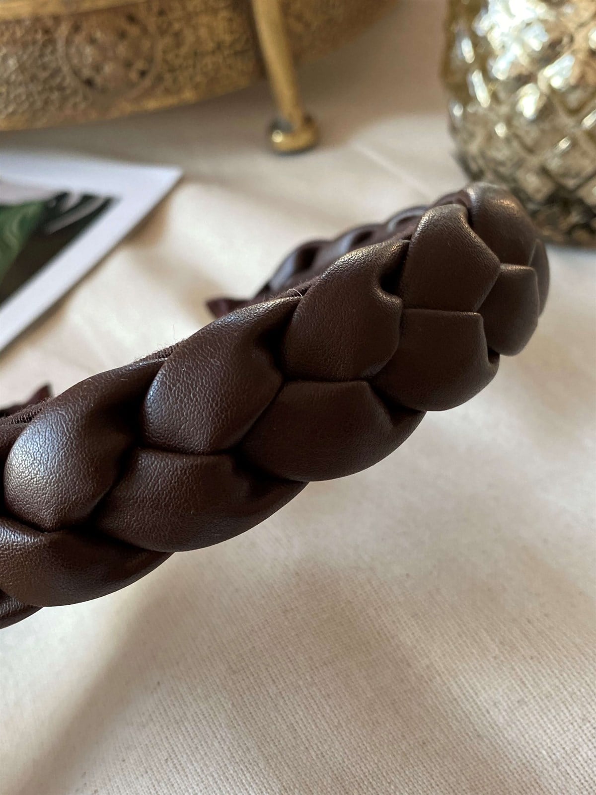 Brown Leather Braid Crown