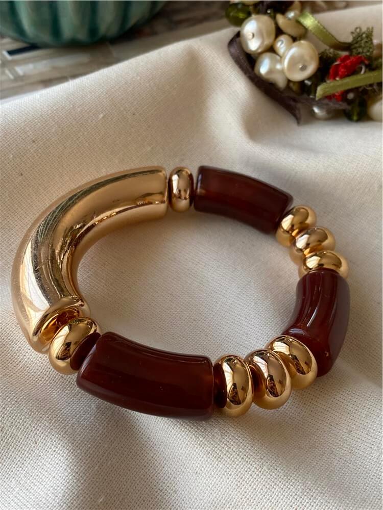 Kahverengi Vintage Esnek Bileklik