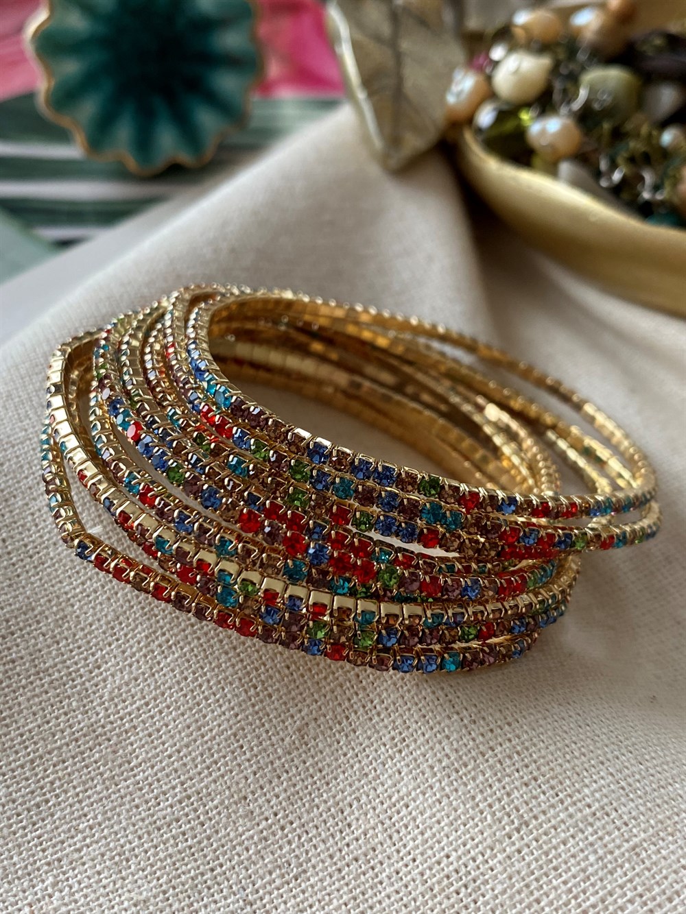 Kırmızı Mavi Esnek Suyolu Bileklik