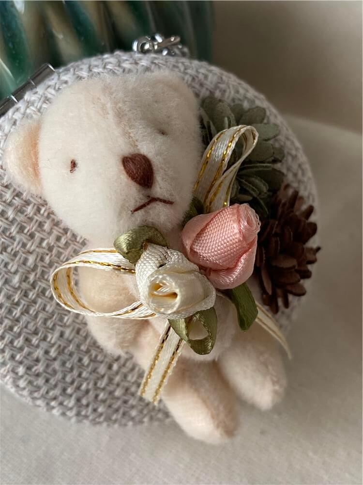 Krem Ayıcık Çiftli Ayna