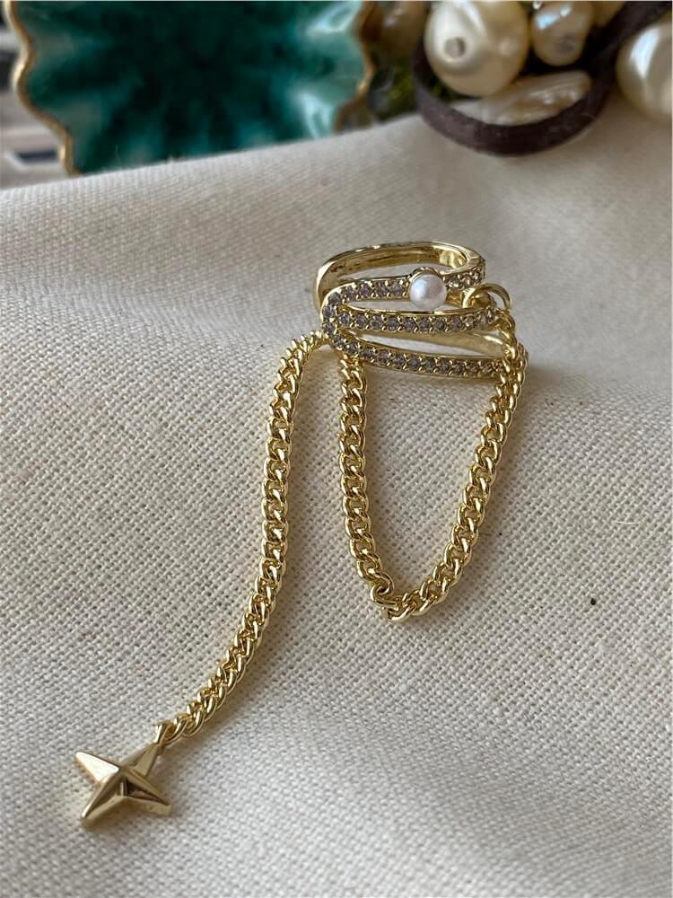 Kutup Charm Zincirli Kaburga Kıkırdak Küpe