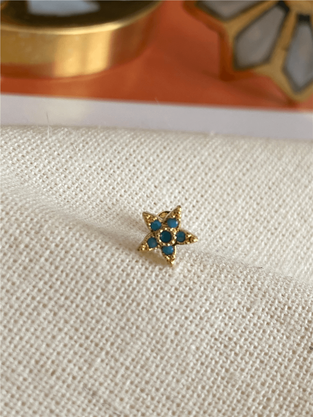 Mavi Taşlı Yıldız Piercing