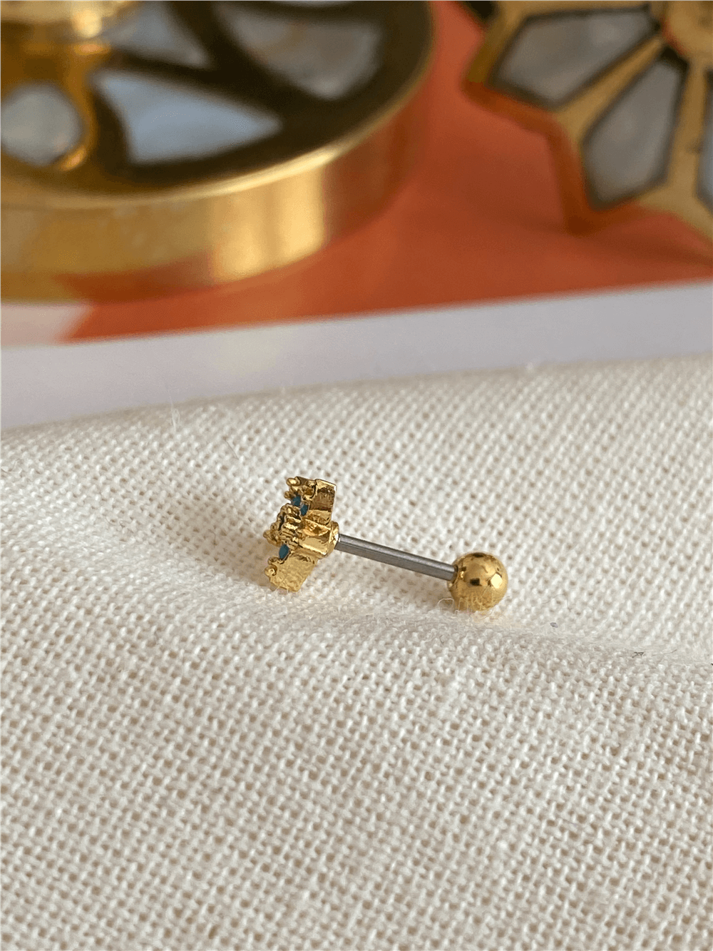 Mavi Taşlı Yıldız Piercing