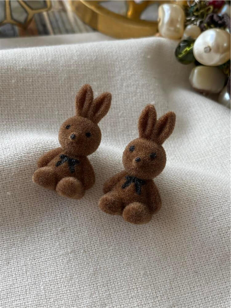 Mini Kahverengi Tavşan Küpe