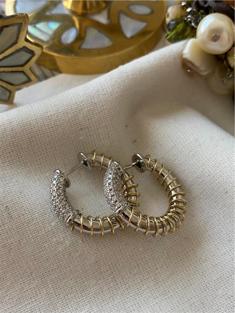 Mix Spiral Detaylı Boru Halka Küpe