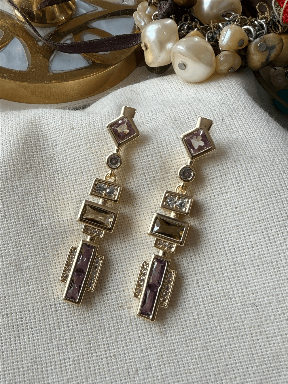 Mor Taşlı Element Küpe