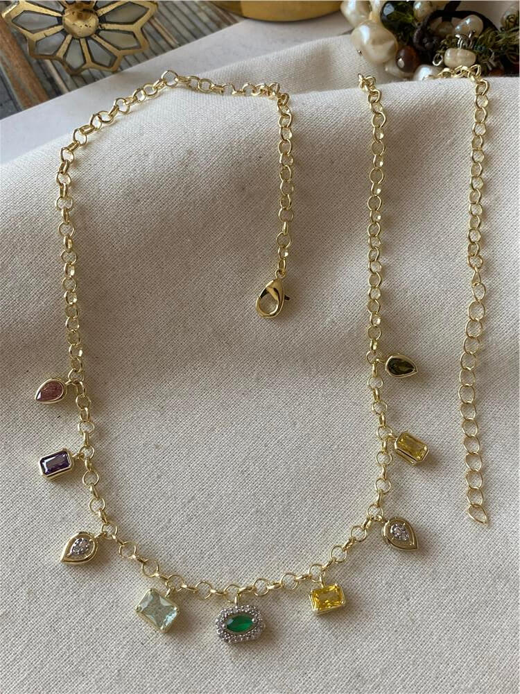Özel Seri 14K Renkli Taşlı Kolye