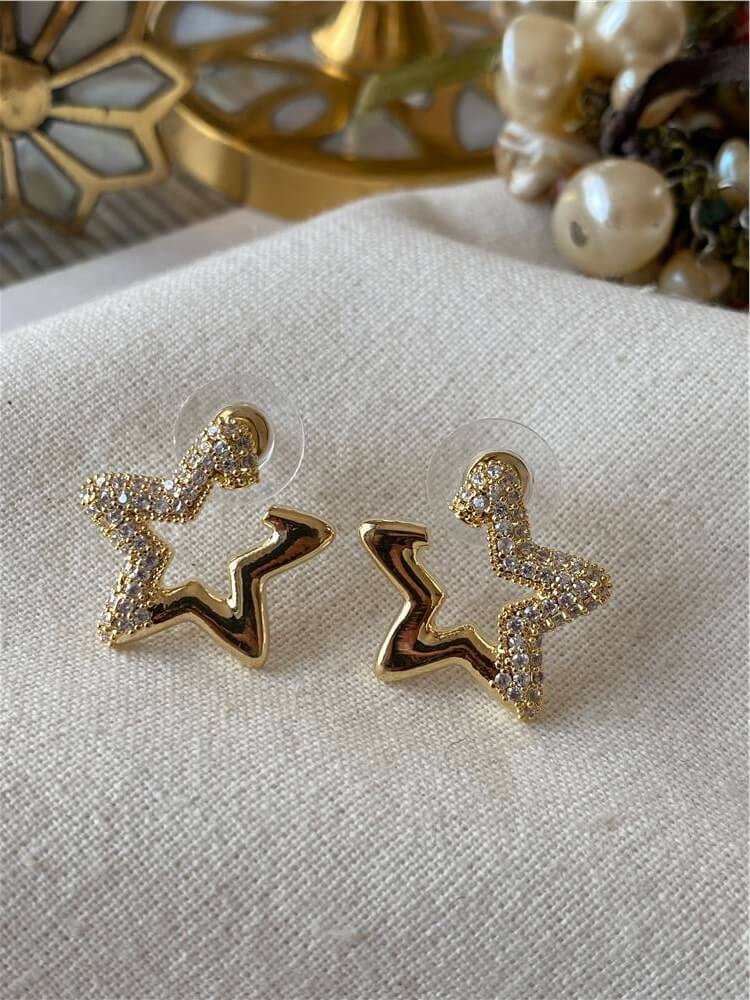 Özel Seri 14K Yarı Taşlı Yıldız Küpe