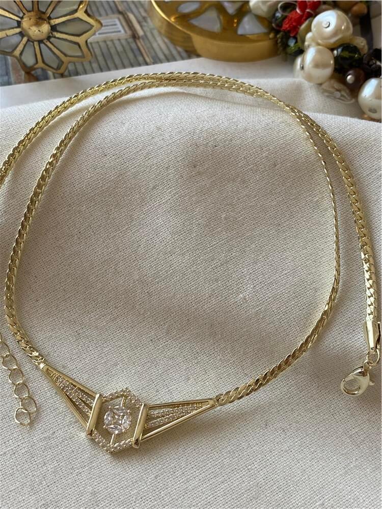 Özel Seri 14K Yassı Zincirli Tasarım Kolye