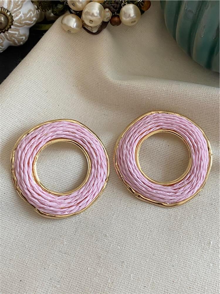 Pembe Hasır Ring Küpe
