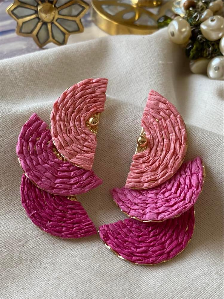 Pembe Hasır Slice Model Küpe