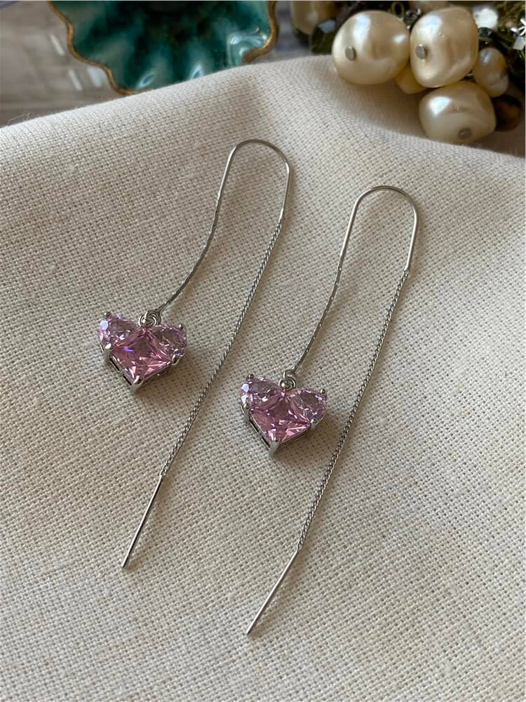 Pembe Kalp Sallantılı Küpe