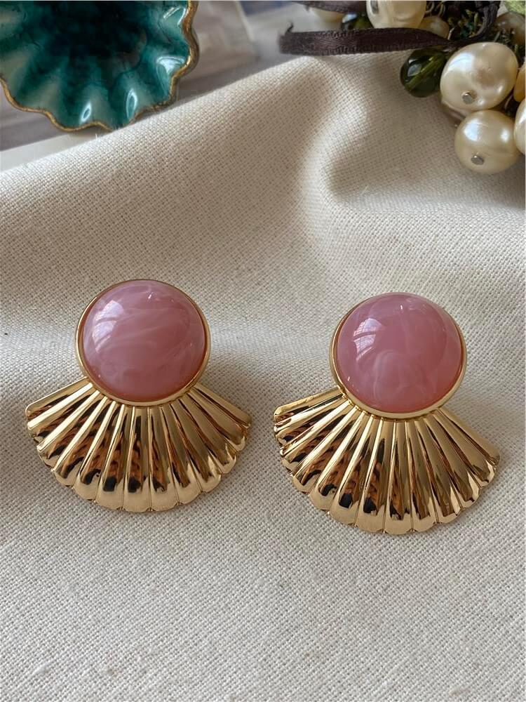 Pembe Midye Tasarım Küpe
