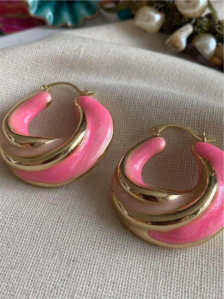 Pembe Mineli Burma Küpe