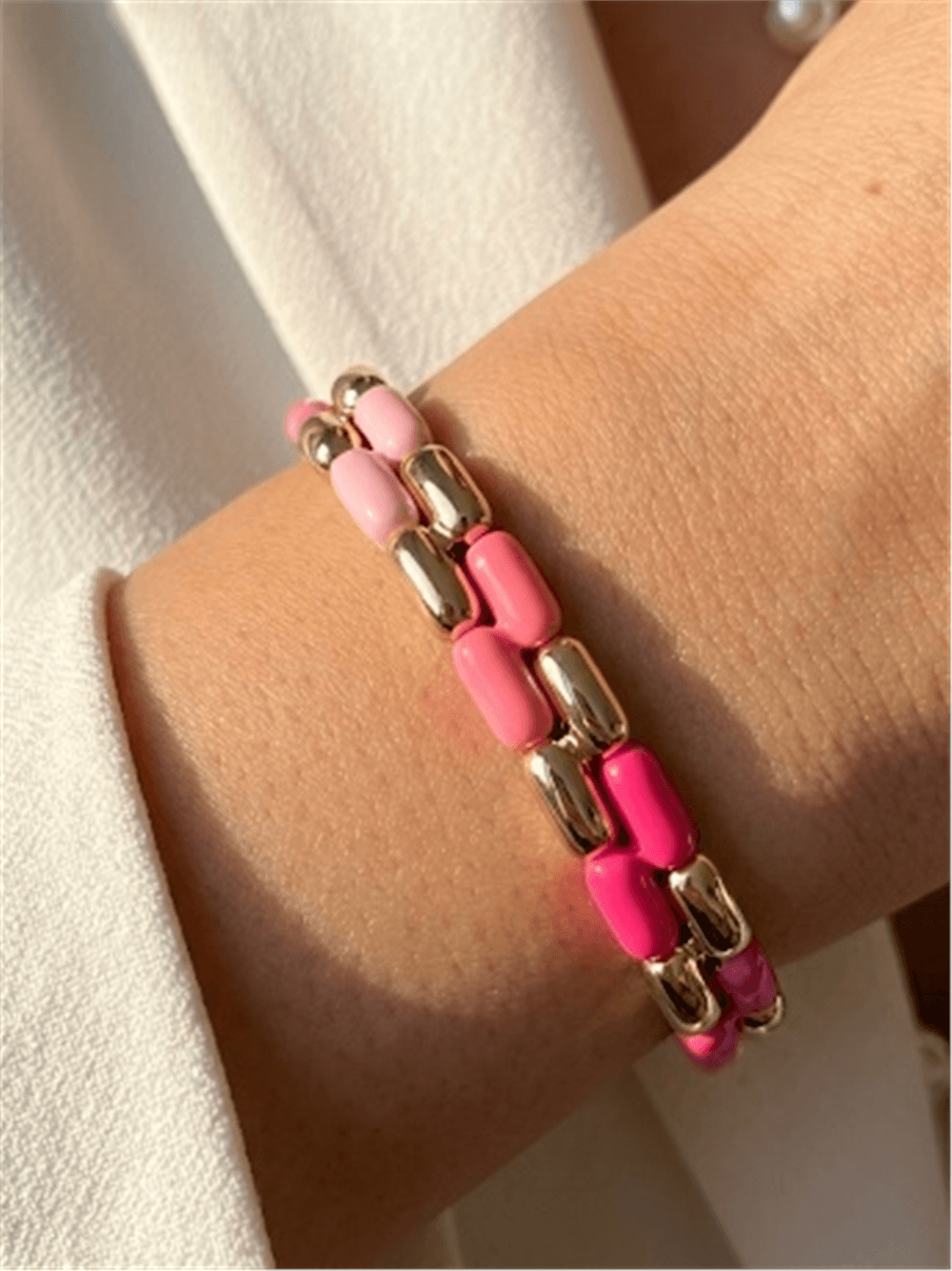 Pembe Renkli Z Model Porselen Bileklik