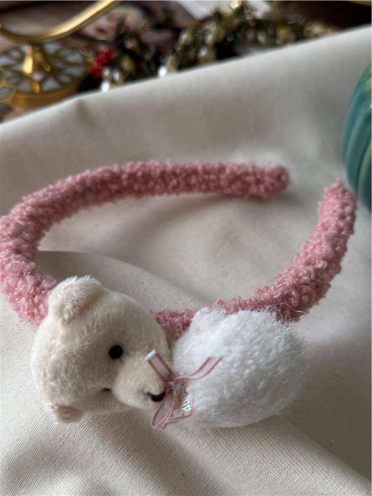 Ponponlu Ayıcık Detaylı Koyu Pembe Taç