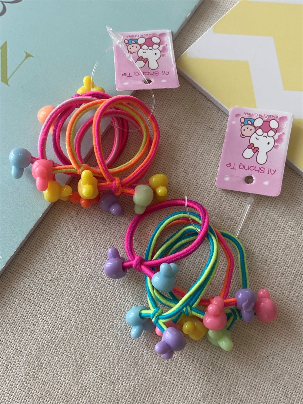Renkli Çizgili Lastik Toka 5'li 
