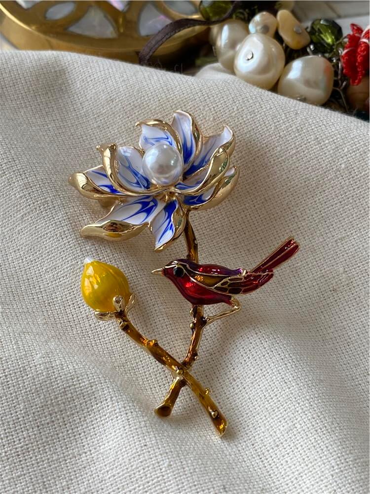 Renkli Daldaki Kuş Broş