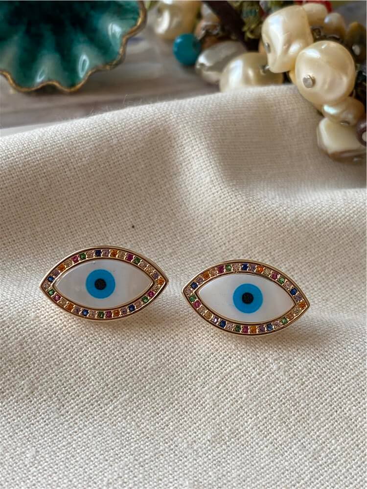 Renkli Taşlı Göz Küpe