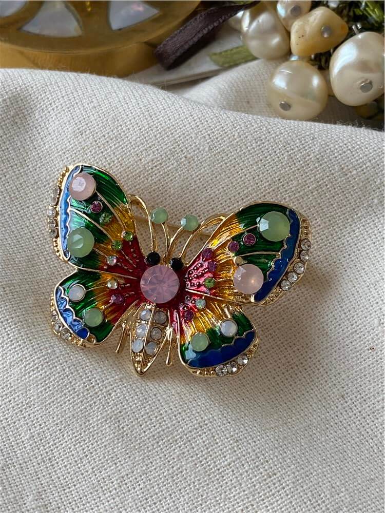 Renkli Taşlı Mini Kelebek Broş