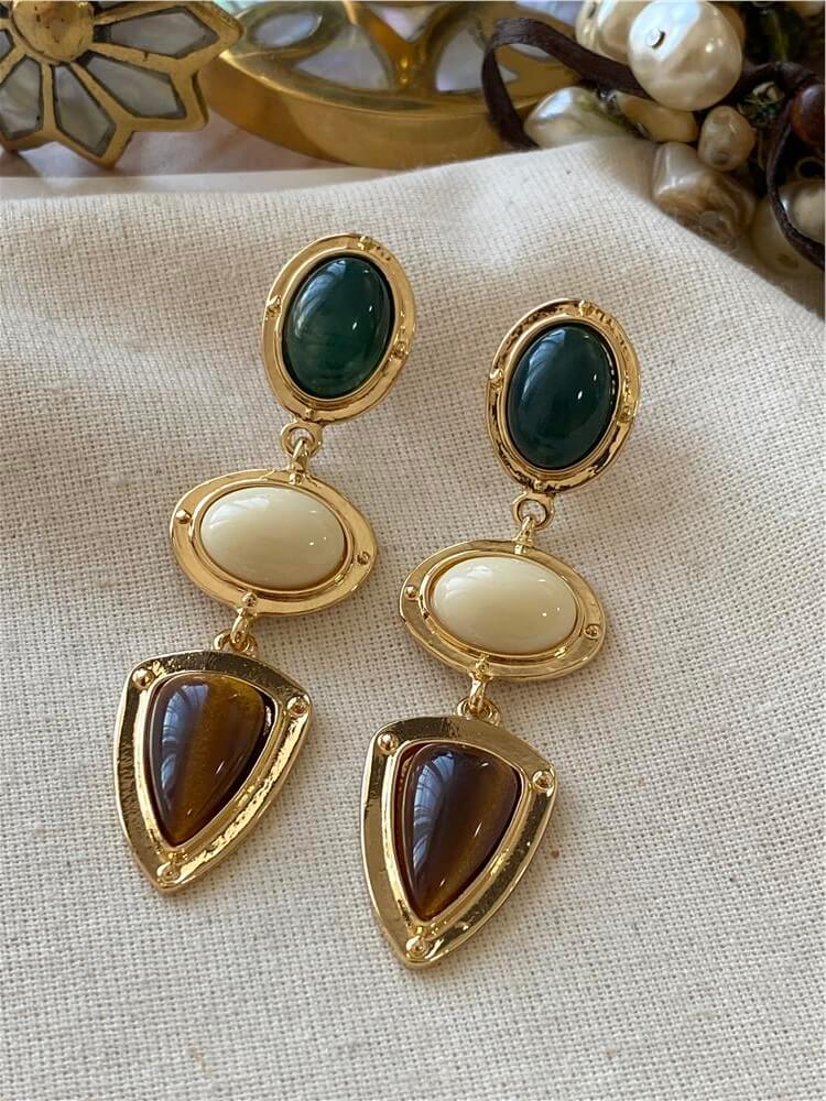 Sallantılı Üç Renk Küpe