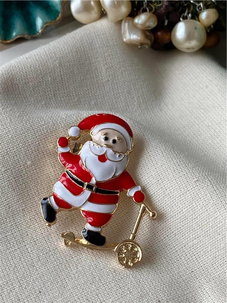 Scooterlı Noel Baba Broş