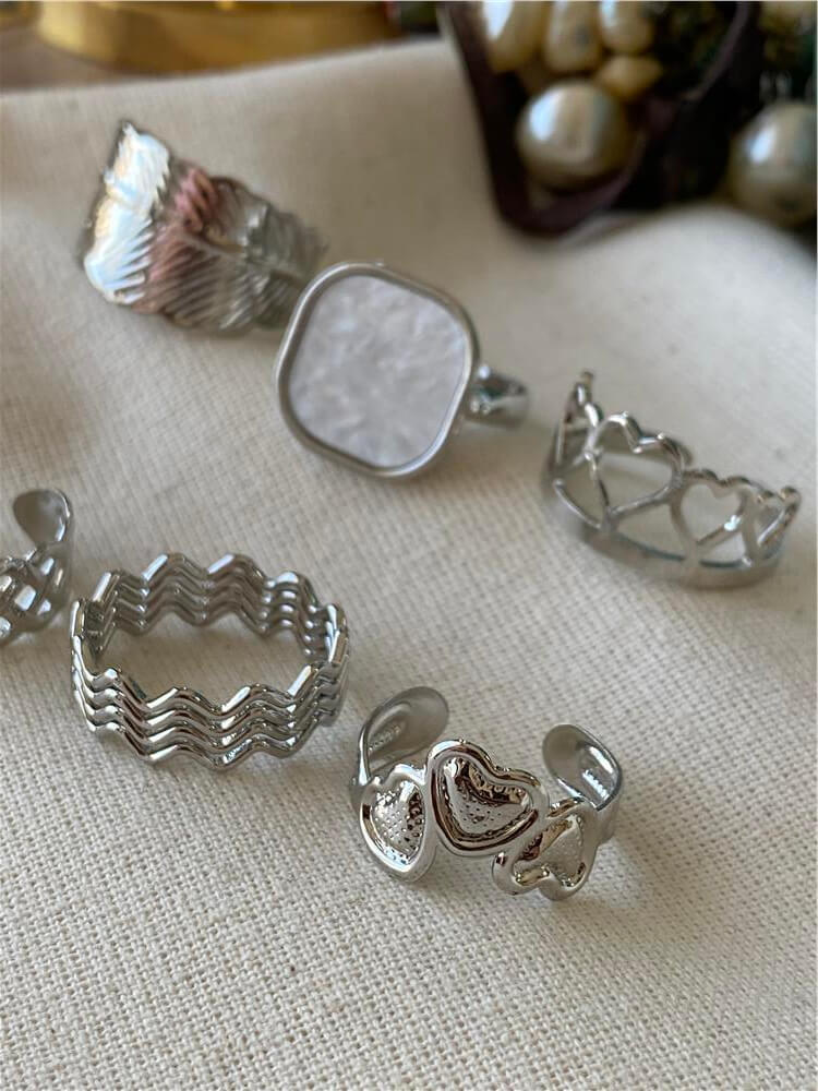 Sedefli Silver Çoklu Yüzük Seti