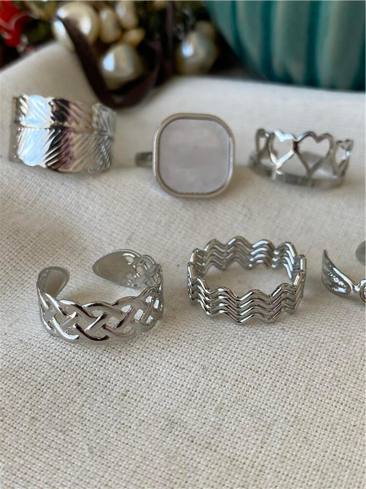 Sedefli Silver Çoklu Yüzük Seti