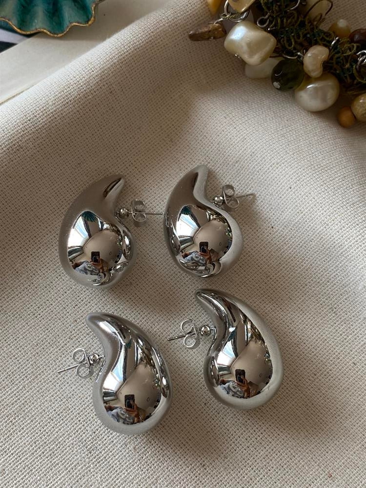 Silver Bubble Comma Küpe