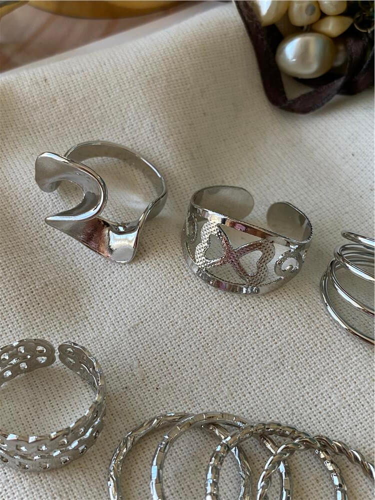 Silver Desenli Çoklu Yüzük Seti