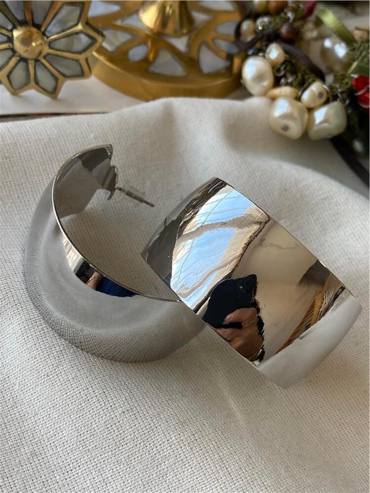 Silver Geniş Halka Küpe