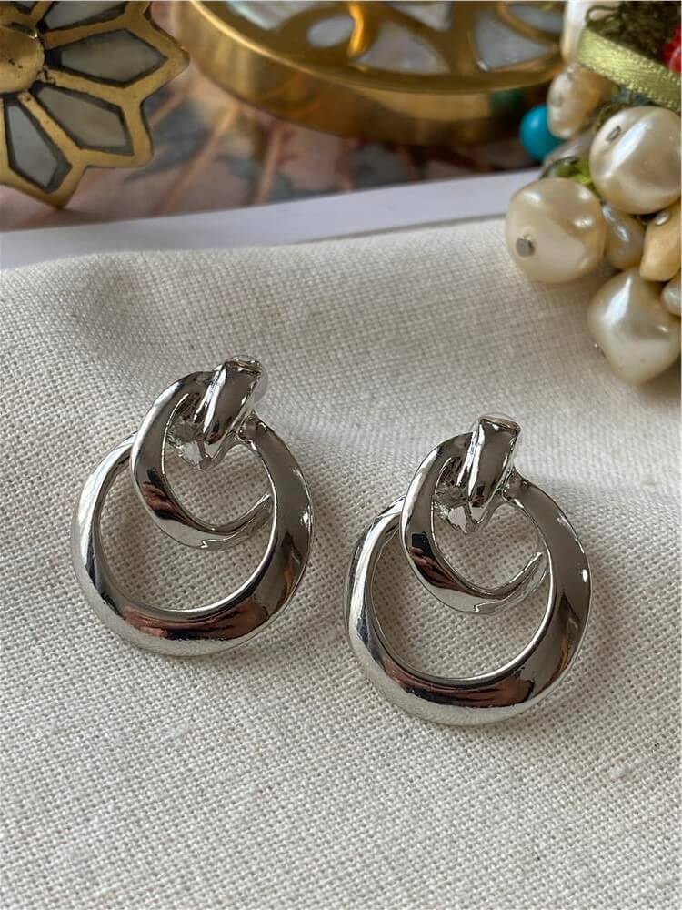 Silver İç içe Halka Küpe
