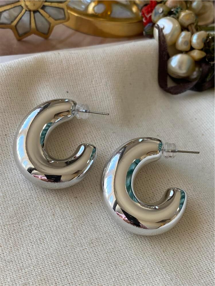 Silver Kıvrımlı C Küpe